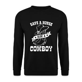 Sauvez un cheval, montez un cow-boy - Spruch - Sweat-shirt Unisexe - noir - Devant - Alina (178cm) & Michal (187cm)