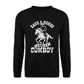 Sauvez un cheval, montez un cow-boy - Spruch - Sweat-shirt Unisexe - noir - Devant - Alina (178cm) & Michal (187cm)