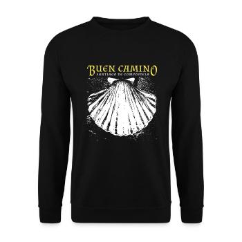 Buen Camino, scallop, Santiago de Compostela - Unisex Sweatshirt - black - Front - Alina (178cm) & Michal (187cm)