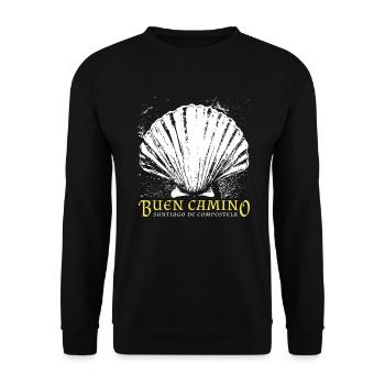 Buen Camino, scallop, Santiago de Compostela - Unisex Sweatshirt - black - Front - Alina (178cm) & Michal (187cm)