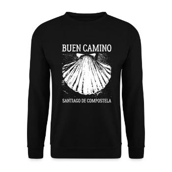 Buen Camino, scallop, Santiago de Compostela - Unisex Sweatshirt - black - Front - Alina (178cm) & Michal (187cm)