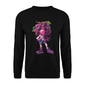 Trauben - Unisex Pullover - Schwarz - Vorne - Alina (178cm) & Michal (187cm)