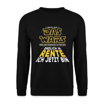 Das Wars Rente 2025 Endlich in Rente ich jetzt bin - Unisex Pullover - Schwarz - Vorne - Alina (178cm) & Michal (187cm)