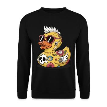 canard en caoutchouc canard punk métal lourd animal oiseau - Sweat-shirt Unisexe - noir - Devant - Alina (178cm) & Michal (187cm)