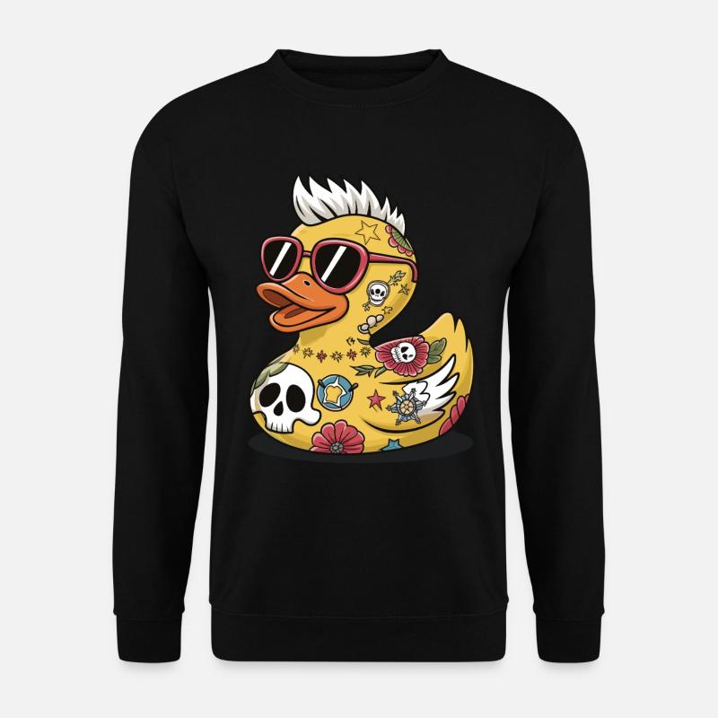 Ente Gummi Ente Punk Heavy Metal Tier Vogel - Unisex Pullover - Schwarz
