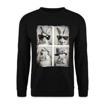 Drôle mignon lapin lapin animal photobooth selfie - Sweat-shirt Unisexe - noir - Devant - Alina (178cm) & Michal (187cm)