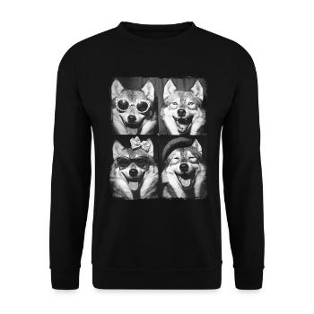Funny Cute Retro Wolf Animal Photobooth Selfie - Unisex Sweatshirt - black - Front - Alina (178cm) & Michal (187cm)
