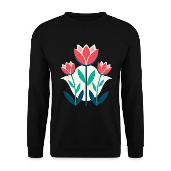 Blumen - Frühling - Sommer - Blüten - Unisex Pullover - Schwarz - Vorne - Alina (178cm) & Michal (187cm)