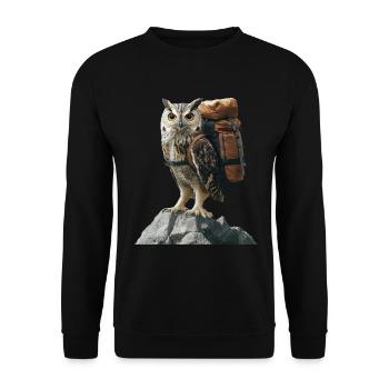 Eule - Unisex Pullover - Schwarz - Vorne - Alina (178cm) & Michal (187cm)