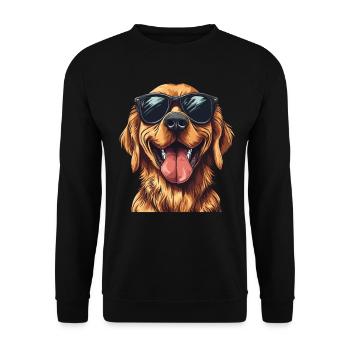 Lustiger Hund Sonnenbrille Comic Illustration - Unisex Pullover - Schwarz - Vorne - Alina (178cm) & Michal (187cm)