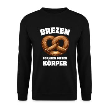 Brezen formten diesen Körper - Brezel Spruch - Unisex Pullover - Schwarz - Vorne - Alina (178cm) & Michal (187cm)