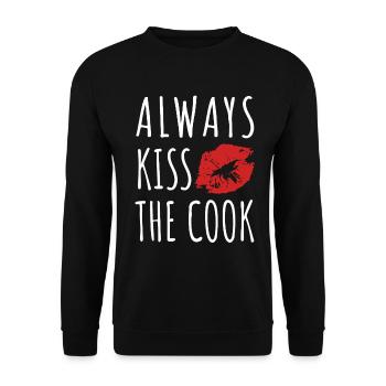 Always kiss the cook - kochen - Spruch - Unisex Sweatshirt - black - Front - Alina (178cm) & Michal (187cm)