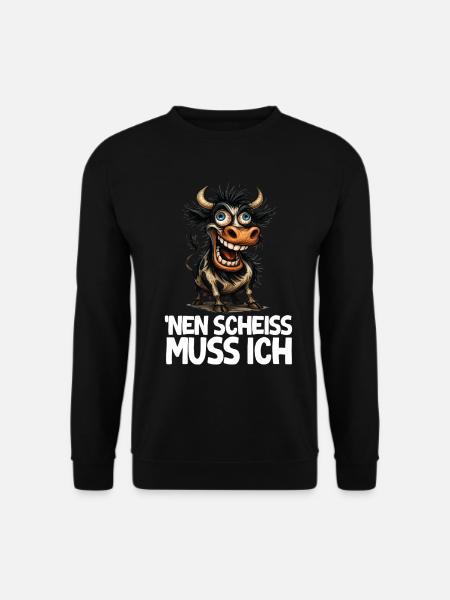 lustige Kuh Cartoon Humor Spruch - Unisex Pullover - Schwarz
