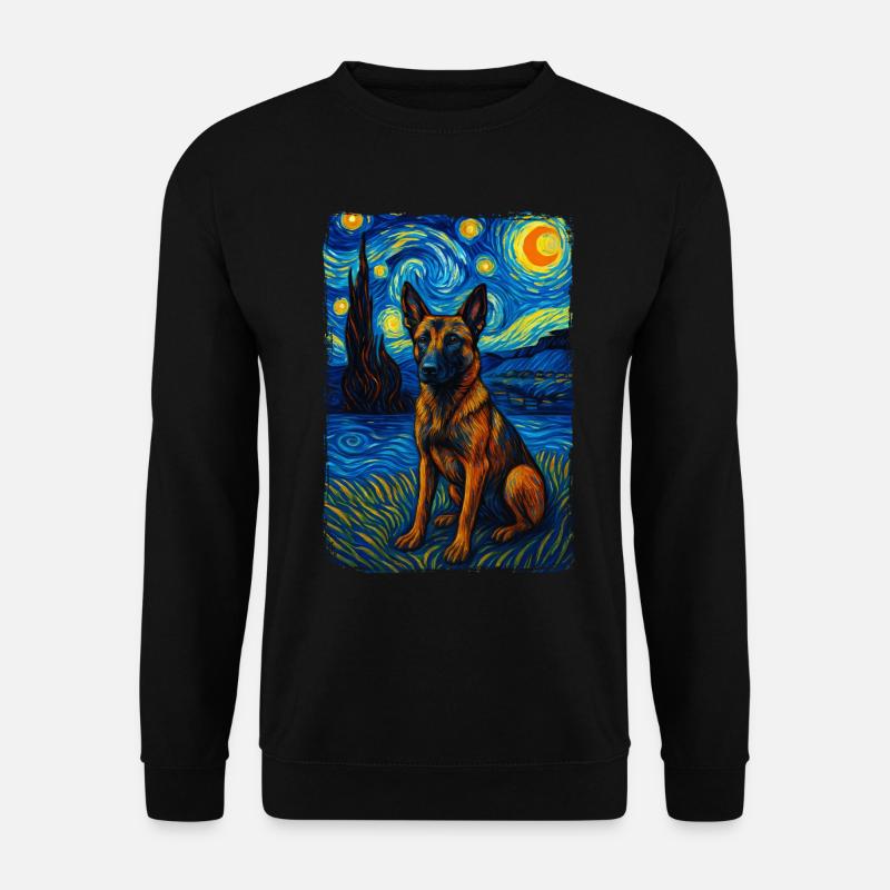 Deutscher Schäferhund Hund Tier Sternennacht Malerei - Unisex Pullover - Schwarz