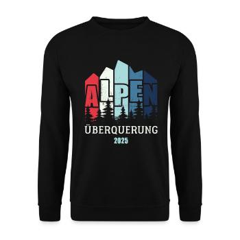 Alpen Überquerung 2025 - Fahrrad Wandern Routen - Unisex Pullover - Schwarz - Vorne - Alina (178cm) & Michal (187cm)