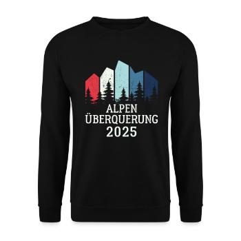 Alpen Überquerung 2025 - Fahrrad Wandern Routen - Unisex Pullover - Schwarz - Vorne - Alina (178cm) & Michal (187cm)