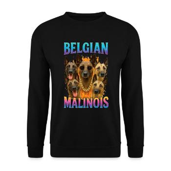 Belgischer Malinois - Unisex Pullover - Schwarz - Vorne - Alina (178cm) & Michal (187cm)