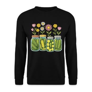 Concombres marinés Pots Fleurs Floral Décoration intérieure - Sweat-shirt Unisexe - noir - Devant - Alina (178cm) & Michal (187cm)