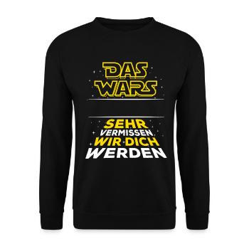 Das Wars - Verabschiedung - Mitarbeiter Name - Unisex Pullover - Schwarz - Vorne - Alina (178cm) & Michal (187cm)