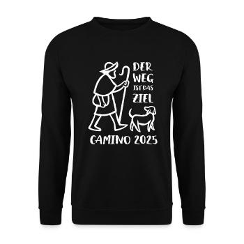 Der Weg ist das Ziel - Camino 2025 - Pilgern - Unisex Pullover - Schwarz - Vorne - Alina (178cm) & Michal (187cm)