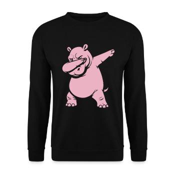 Dabbing Hippo - Dab Dance - Geschenk - Unisex Pullover - Schwarz - Vorne - Alina (178cm) & Michal (187cm)