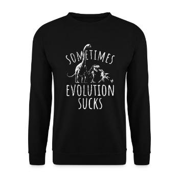 Parfois, l’évolution craint - Dinosaure - Poulet - Sweat-shirt Unisexe - noir - Devant - Alina (178cm) & Michal (187cm)
