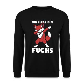 Bin halt ein Fuchs - schlau und clever - dabbing - Unisex Pullover - Schwarz - Vorne - Alina (178cm) & Michal (187cm)