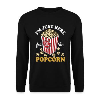 I'm just here for the Popcorn - crispy & delicious - Unisex Sweatshirt - black - Front - Alina (178cm) & Michal (187cm)