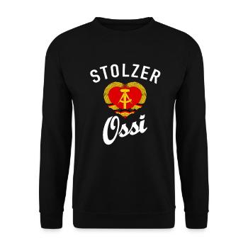 Ich bin stolz, ein Ossi zu sein, DDR, Geschenk - Unisex Pullover - Schwarz - Vorne - Alina (178cm) & Michal (187cm)
