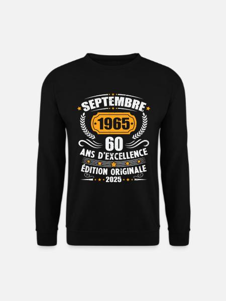 Vintage September 1965 60 Year Anniversary Gift - Unisex Sweatshirt - black