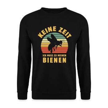 Keine Zeit ich muss zu meinen Bienen, Imker, Honig - Unisex Pullover - Schwarz - Vorne - Alina (178cm) & Michal (187cm)