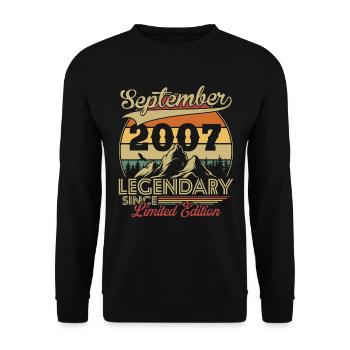 Vintage Retro September 2007 Birthday Gift - Unisex Sweatshirt - black - Front - Alina (178cm) & Michal (187cm)