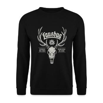 Lausbua Hirsch - Festzelt, Bier und Gaudi - Unisex Pullover - Schwarz - Vorne - Alina (178cm) & Michal (187cm)
