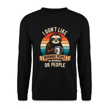I don't like Morning People - Sloth with Coffee - Unisex Sweatshirt - black - Front - Alina (178cm) & Michal (187cm)