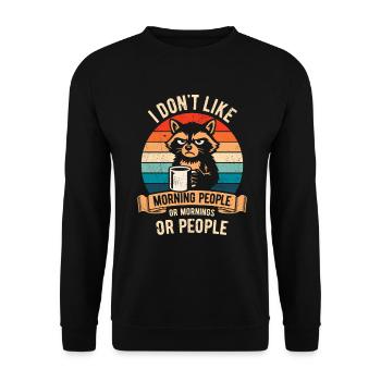 I don't like Morning People - Raccoon with Coffee - Unisex Sweatshirt - black - Front - Alina (178cm) & Michal (187cm)