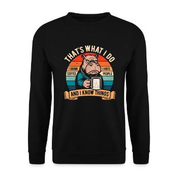 Je bois du café, je déteste les gens et je sais des choses - Sweat-shirt Unisexe - noir - Devant - Alina (178cm) & Michal (187cm)