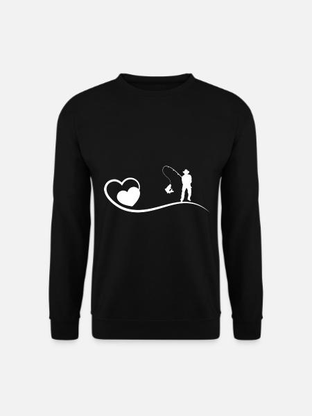 Heart and Fishing - - Unisex Sweatshirt - black