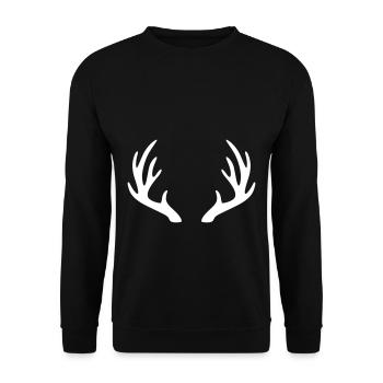 Geweih - Unisex Pullover - Schwarz - Vorne - Alina (178cm) & Michal (187cm)