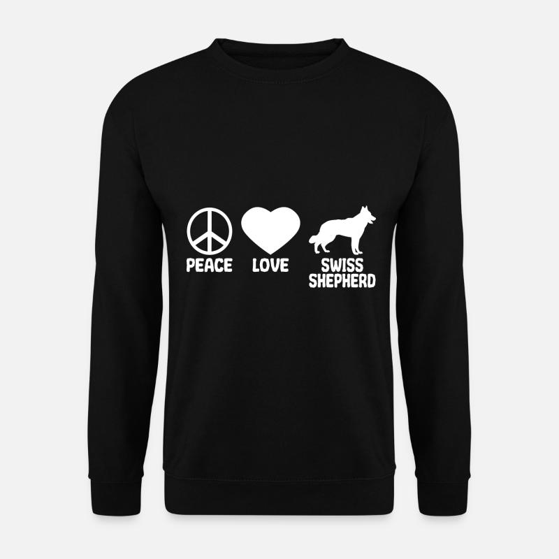 White Swiss Shepherd - Peace Love - Unisex Sweatshirt - black