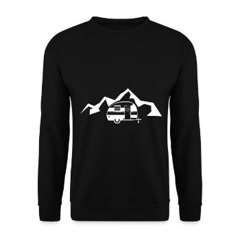 Berg - Camping Wohnwagen - (7) - Unisex Pullover - Schwarz - Vorne - Alina (178cm) & Michal (187cm)