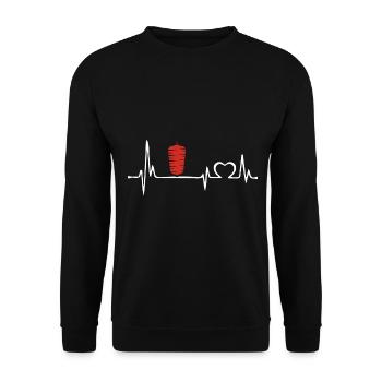 Dönerliebe mit dem Herzschlag Döner - Unisex Pullover - Schwarz - Vorne - Alina (178cm) & Michal (187cm)