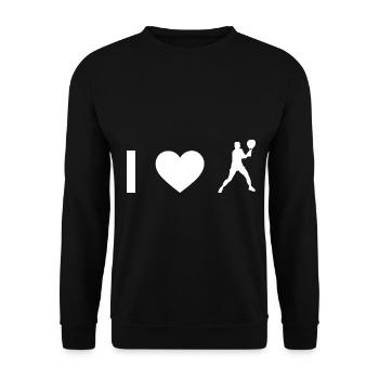 Ich Herz und Tennis - - Unisex Pullover - Schwarz - Vorne - Alina (178cm) & Michal (187cm)