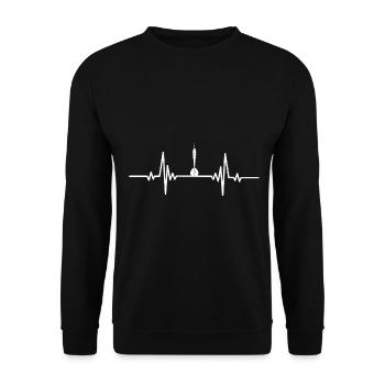 Herzschlag umgedrehte Dartnadel - Unisex Pullover - Schwarz - Vorne - Alina (178cm) & Michal (187cm)