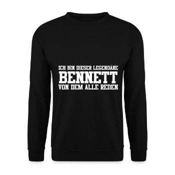 Bennett Name Design - Unisex Pullover - Schwarz - Vorne - Alina (178cm) & Michal (187cm)