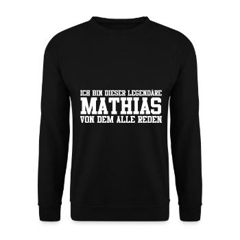 Mathias Name Design - Unisex Pullover - Schwarz - Vorne - Alina (178cm) & Michal (187cm)