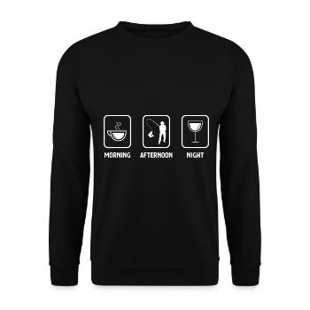 Morning, afternoon, evening and fishing - - Unisex Sweatshirt - black - Front - Alina (178cm) & Michal (187cm)