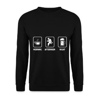 Morgens, Nachmittags, Abends und der Feuerwehr - ( - Unisex Pullover - Schwarz - Vorne - Alina (178cm) & Michal (187cm)