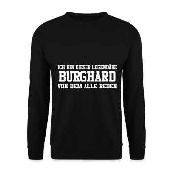 Burghard Name Design - Unisex Pullover - Schwarz - Vorne - Alina (178cm) & Michal (187cm)