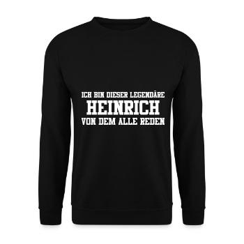 Heinrich Name Design - Unisex Pullover - Schwarz - Vorne - Alina (178cm) & Michal (187cm)
