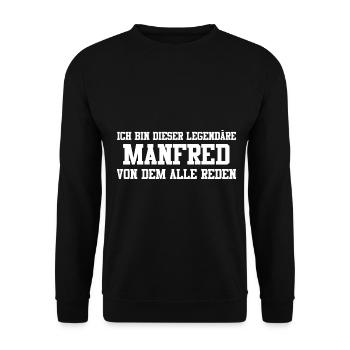 Manfred Name Design - Unisex Pullover - Schwarz - Vorne - Alina (178cm) & Michal (187cm)